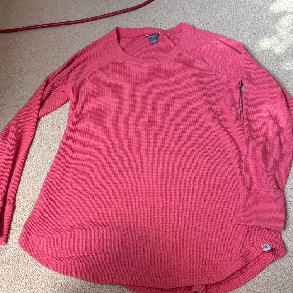 Long Sleeve Eddie Bauer Waffle Knit Top - Coral Pink